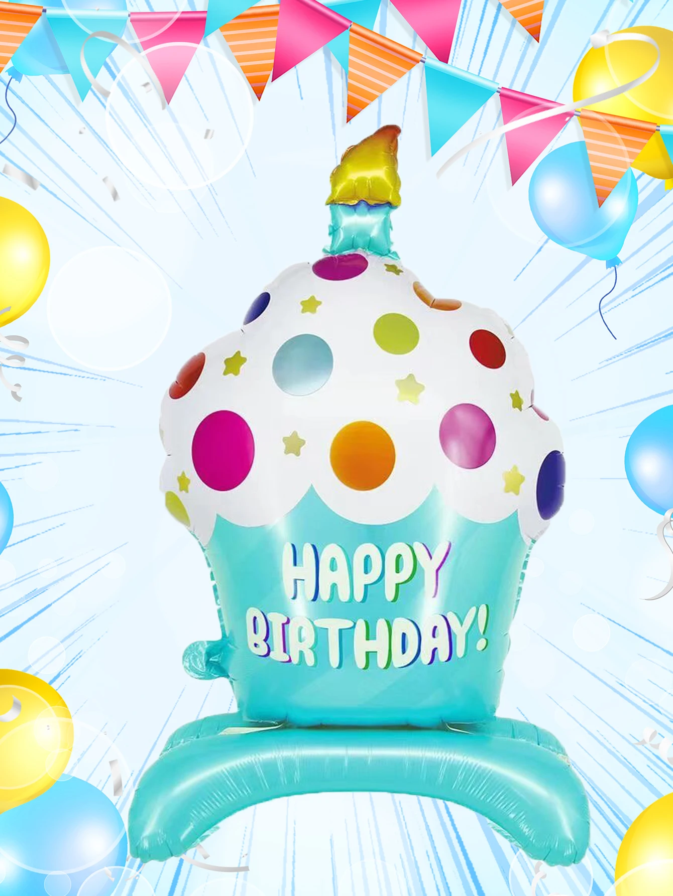 3D Stand Pedestal Bolo Champagne Balões De Aniversário, Foil Balloon, Decorações de Feliz Aniversário, 1Pc