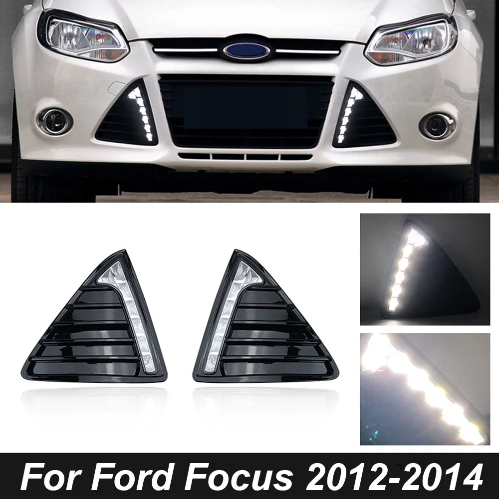 

DRL Daytime Running Lights LED Daylight For Ford Focus 3 2012-2014 Fog lamp waterproof with dimming style Relay
