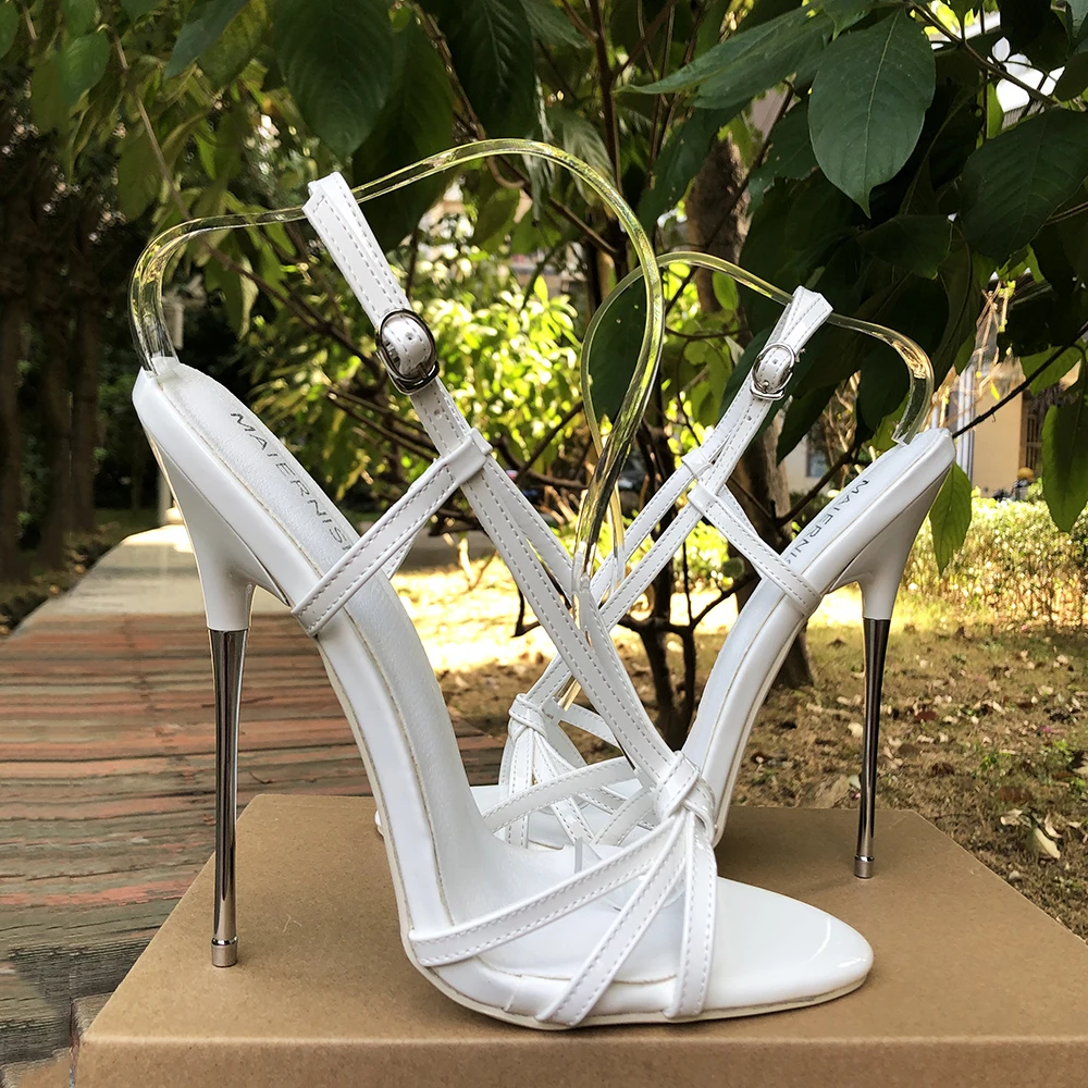 Tikicup 16cm Extreme High Heel Sandals Sexy Women Stilettos Pumps Fetish Ankle Strap Show Model Party SM Man Unisex Shoes Size46