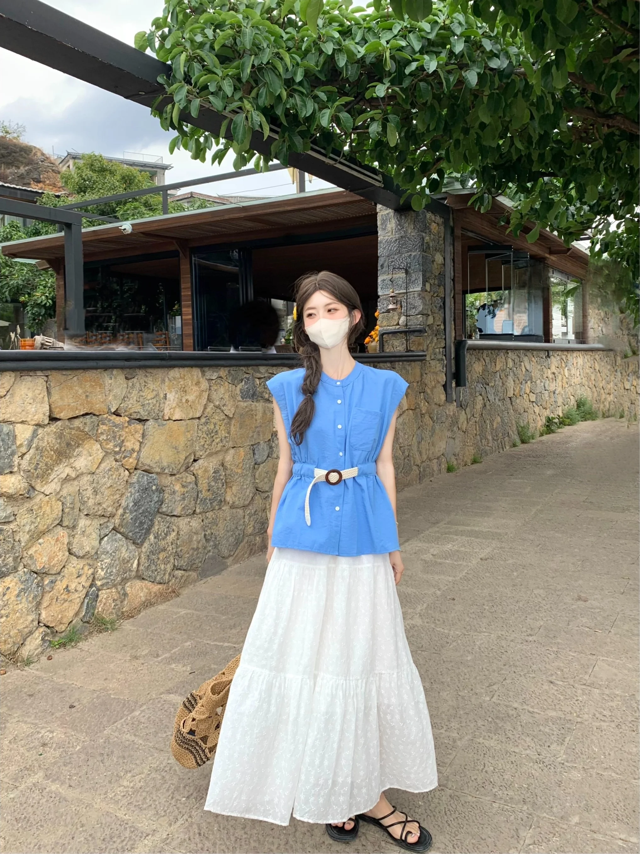 

Женская модная рубашка в корейском стиле с круглым вырезом и рукавами-крылышками, приталенная, элегантная, с эффектом утяжки на талии, новинка Весна 2026