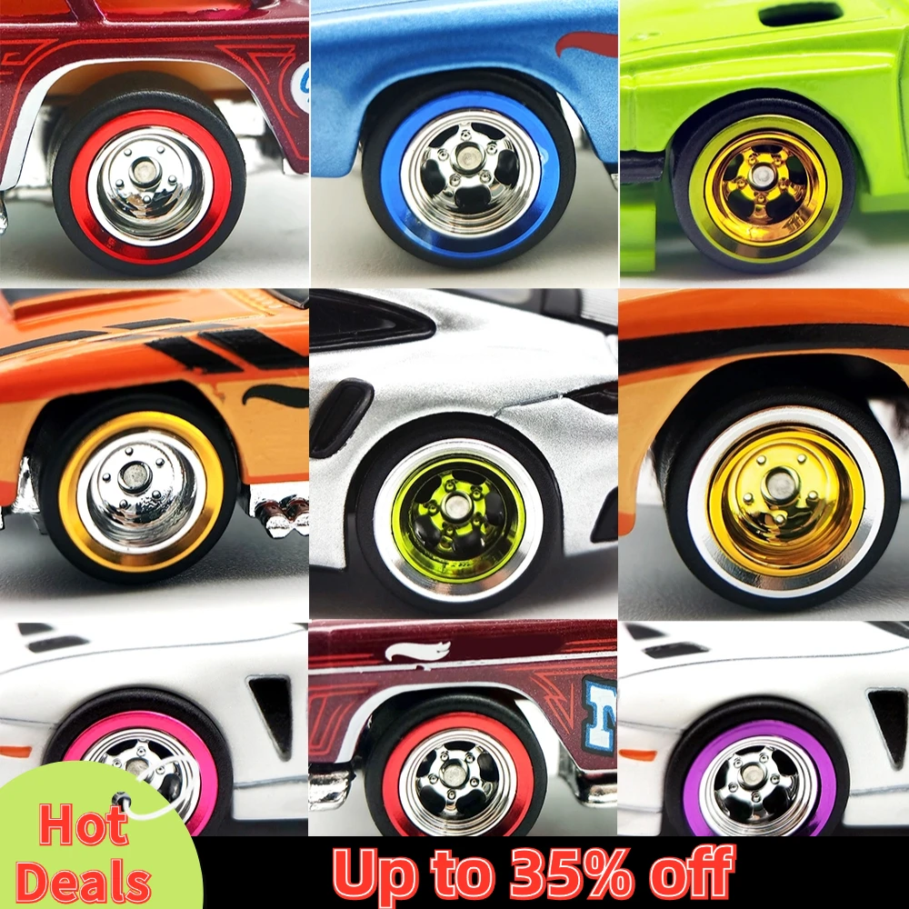 1/64 Wheels For Model Car with Rubber Tires Metal Rims Electroplating Refitting Parts for Hot Wheels MINIGT D:11mm 1 Set