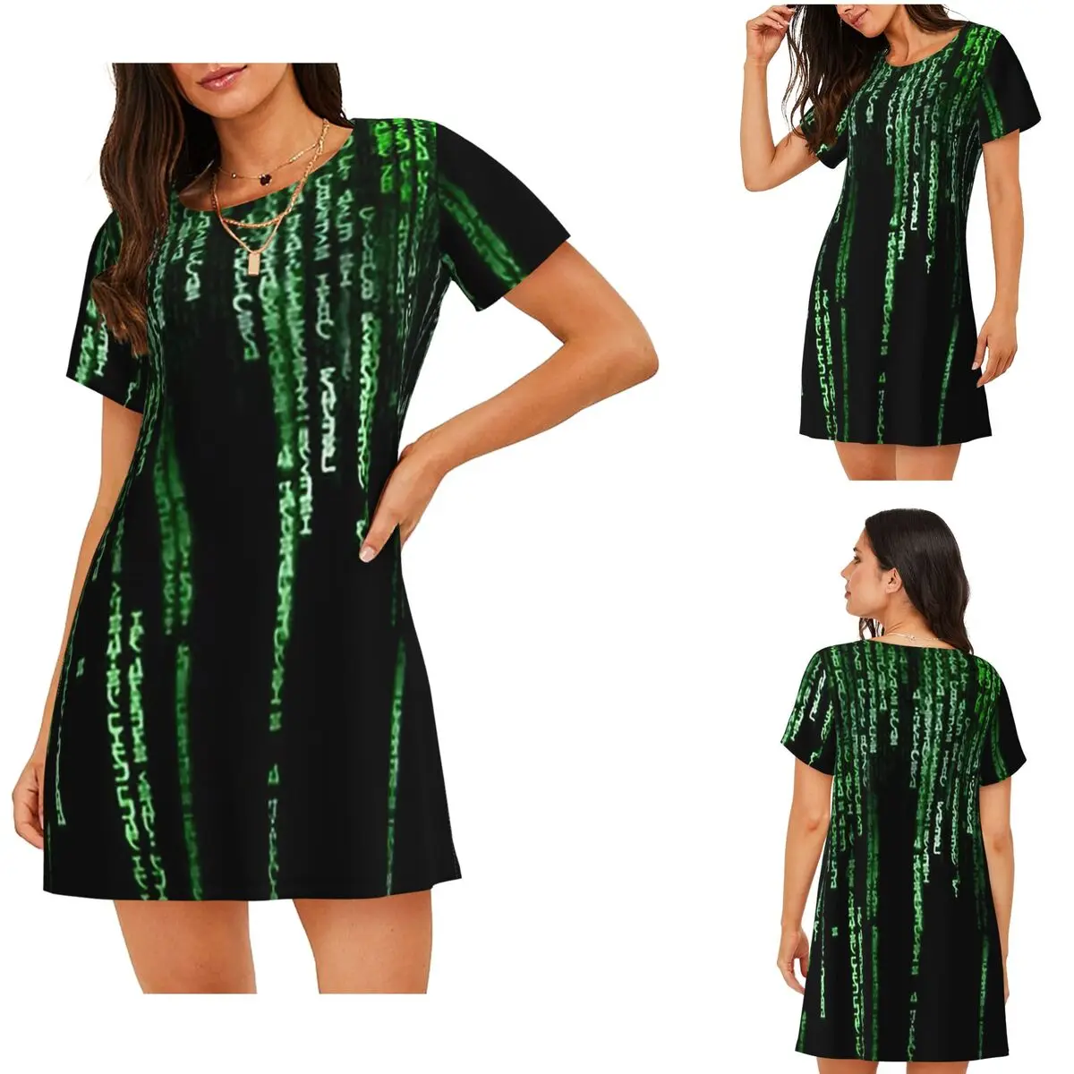 Custom The Matrix Short Sleeves Nightdress For Sleeping Sleepshirts Women Short Sleeve Nightgowns Soft Pajama Dress
