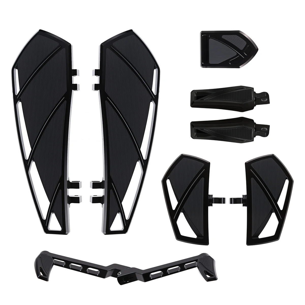 Zwarte Phantom-vloerplanken Voetsteunen Shifter Peg-pedaalset voor Harley Touring Road Glide