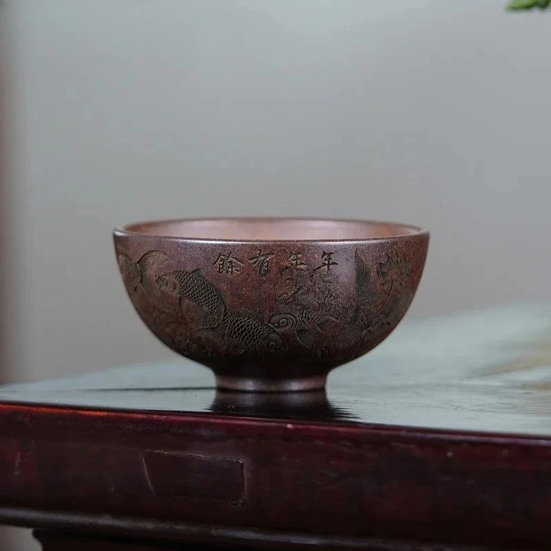 

Чайная чашка из исинской фиолетовой глины 150 мл, ретро-чаша для чая, индивидуальная чашка для дегустации ароматов, мастер-чашка Цзяньчжань, для домашнего чаепития