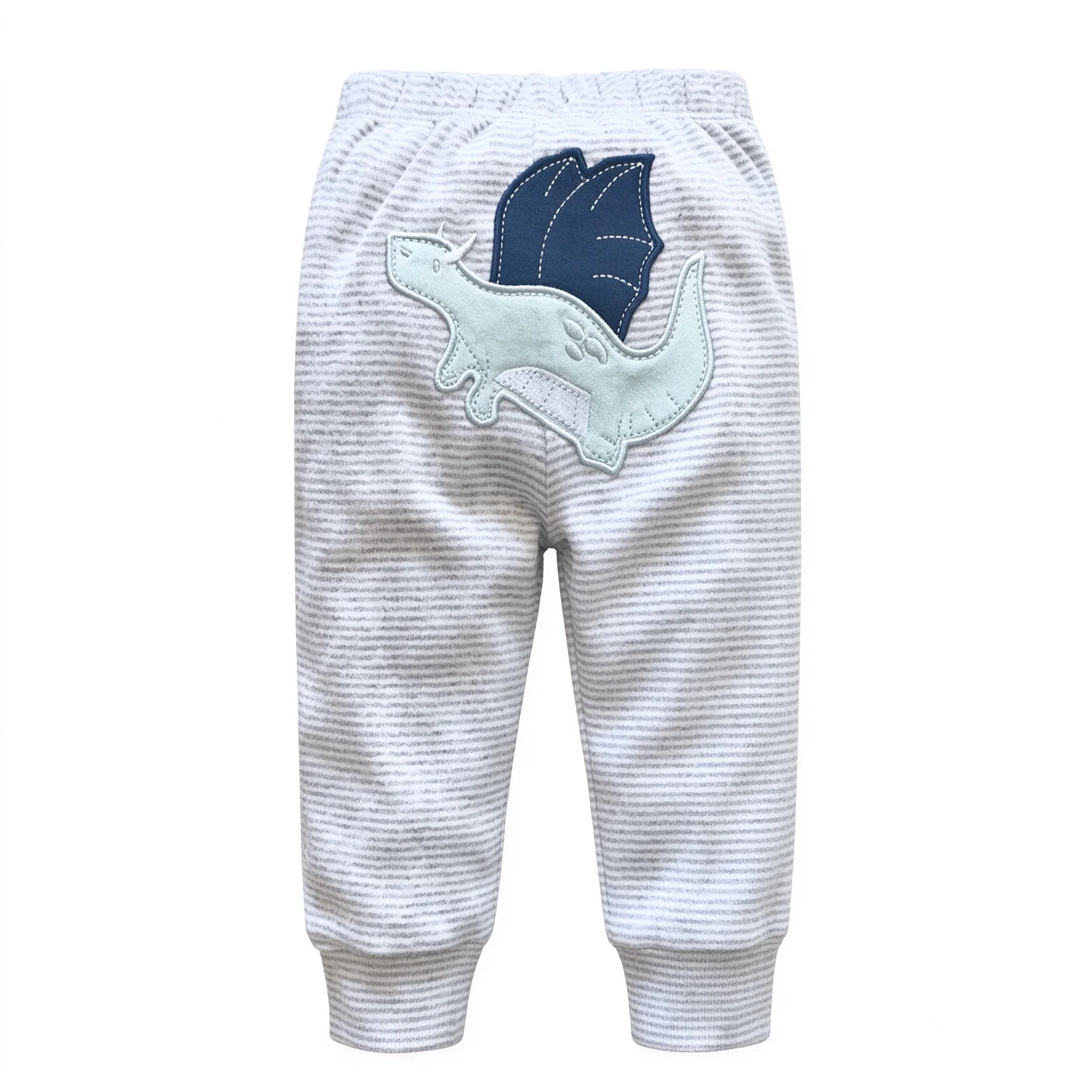Toddler Striped Cotton PP Pants Cute Dinosaur Embroidery Baby Butt Pants Daily Casual Trousers for 3-24 Months
