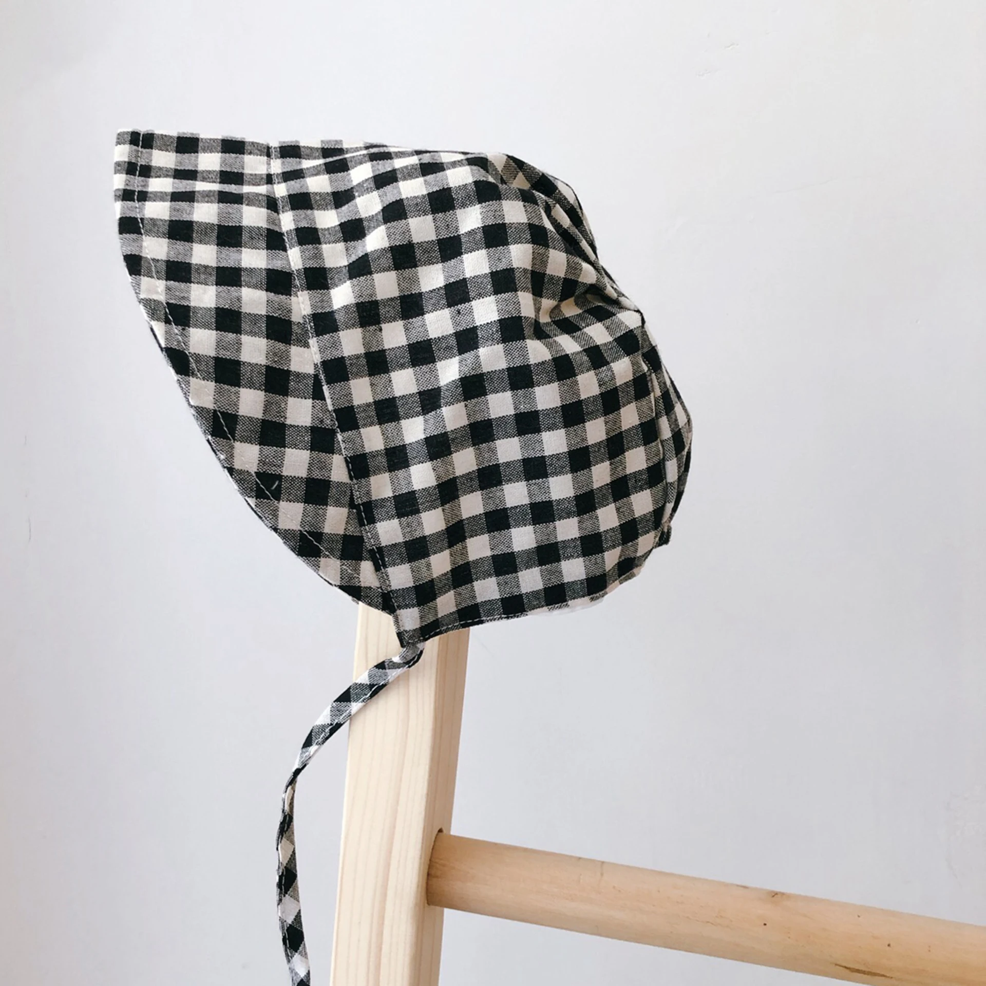 Korea Style Baby Hat Soft Cotton Bonnet Hat For Girls Boys Big Brim Summer Kids Sun Hat Fashion Plaid Baby Sun Protection Cap