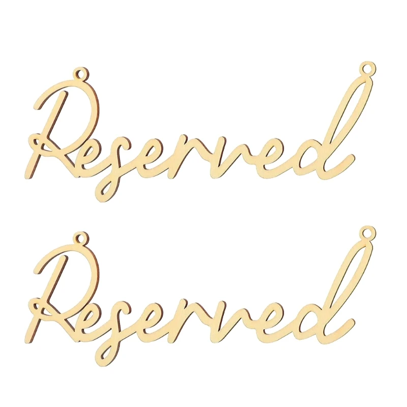 6 Pieces Hanging Wooden Reserved Sign with Rope Wedding Reserved Seating Sign