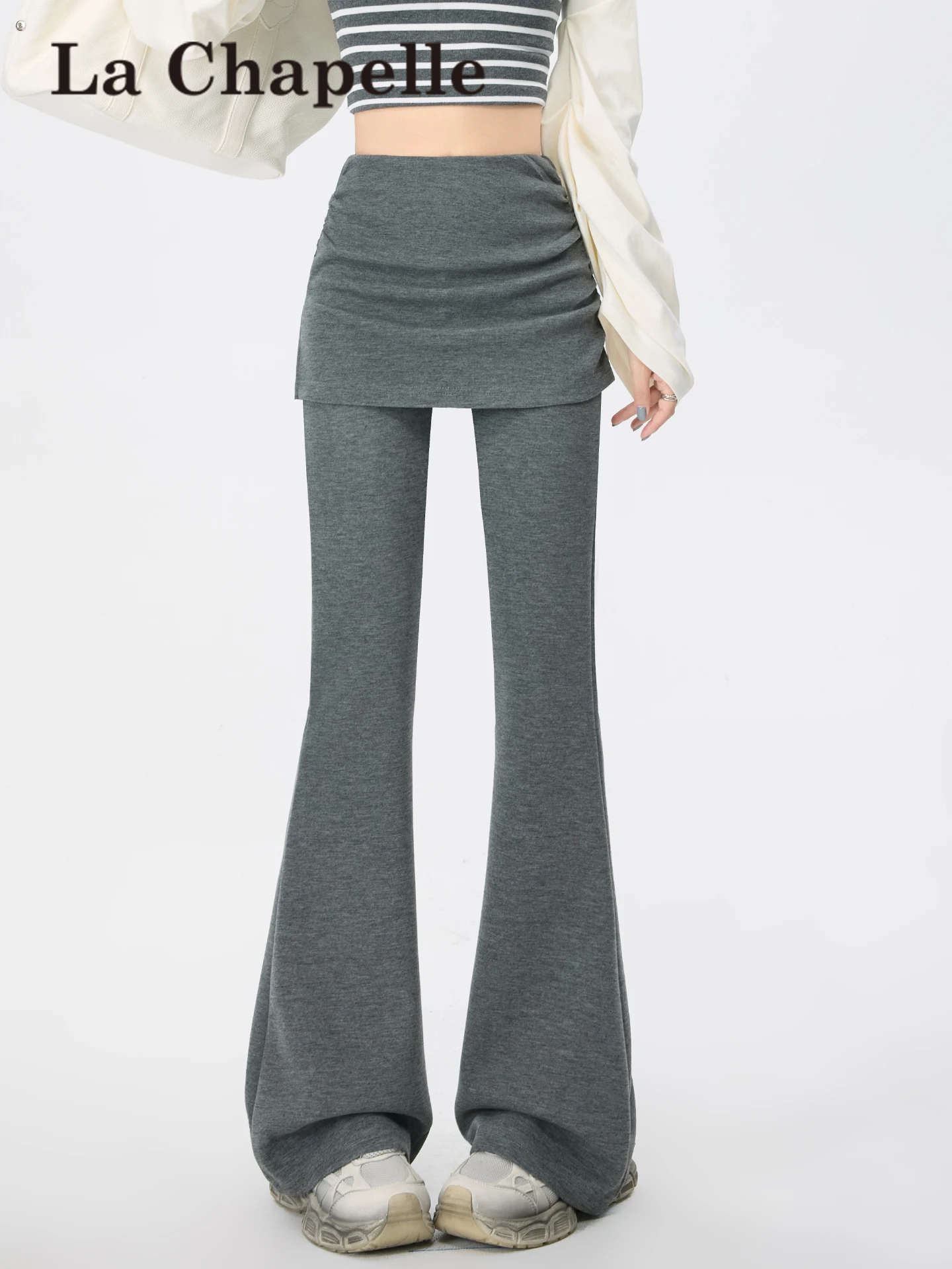 

La Chapelle Women's High Waist Flared Pants Yoga Spor Casual Tummy Control Slimming Micro Flare Jeans Spring Summer