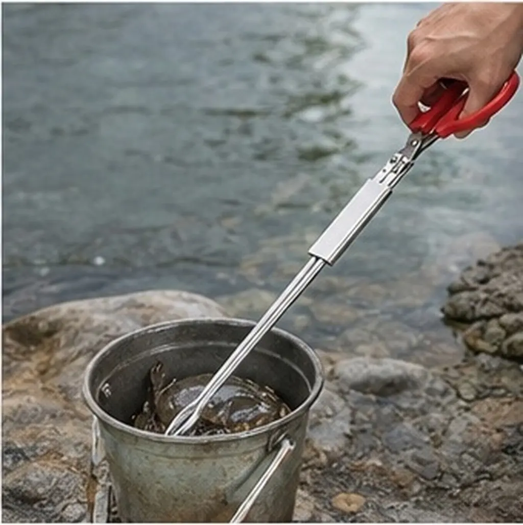 Premium Stainless Steel Eel Clamp Crab Clamp Anti-Slip Loach Tong Sturdy Wide Design for Home Kitchen Backyard Picnic Hiking