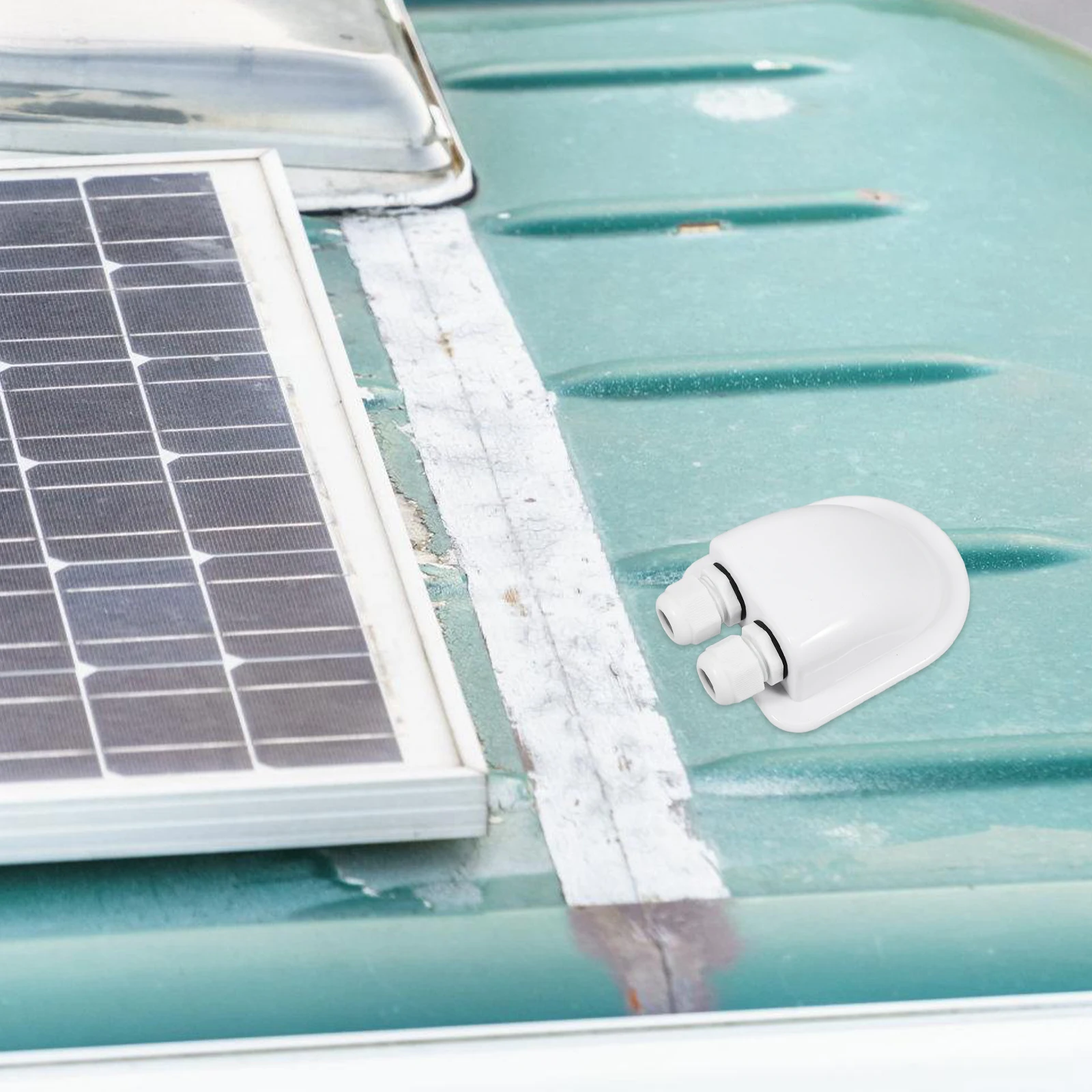 

Solar Cable Entry Gland Box Dual Wire Entry Gland for Rvs Yacht Roof Wire Connector Box Camper Solar Panel Installation