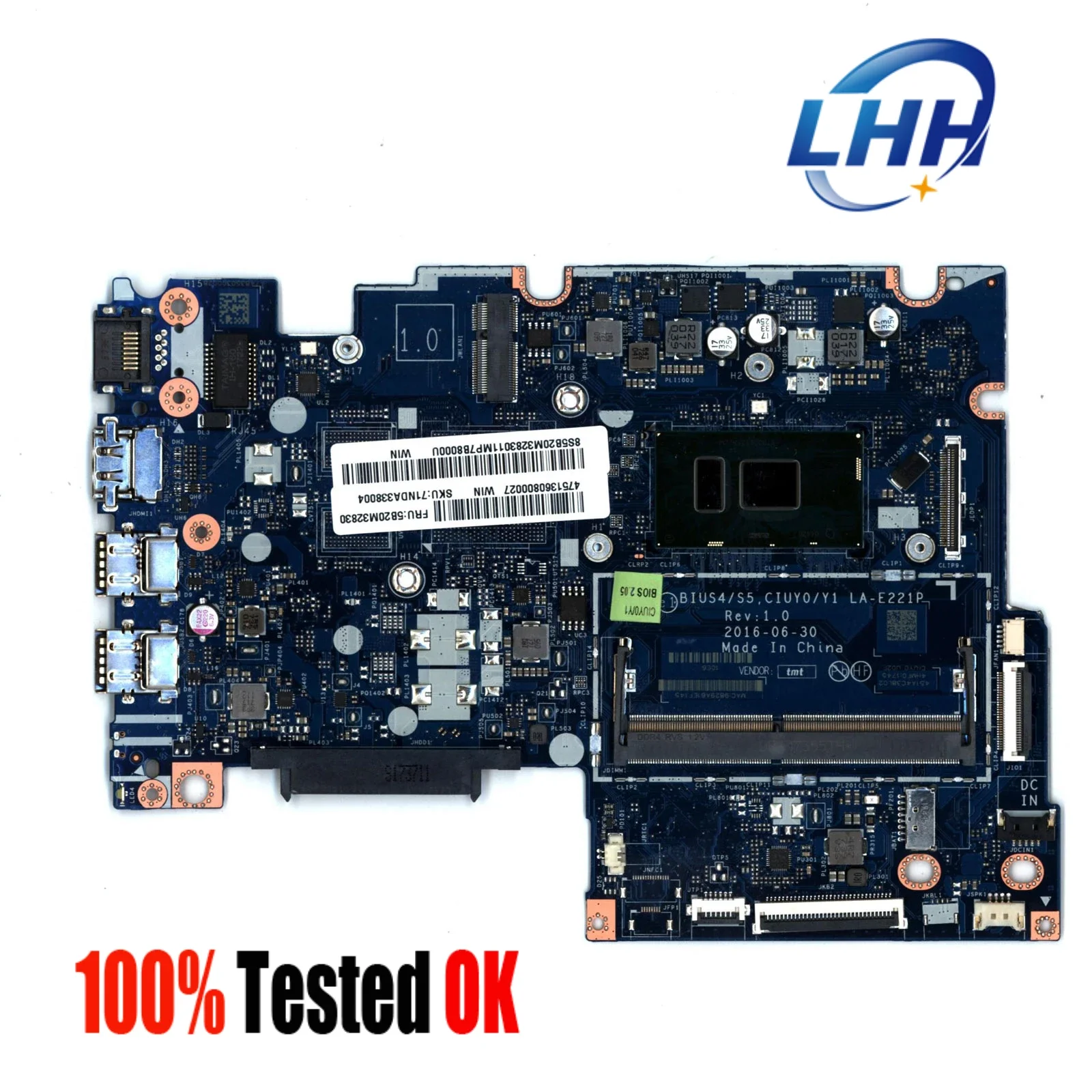 

Yoga 510-14IKB Laptop Motherboard for Lenovo LA-E221P Main Board with I3-7100 CPU UMA 100% Tested