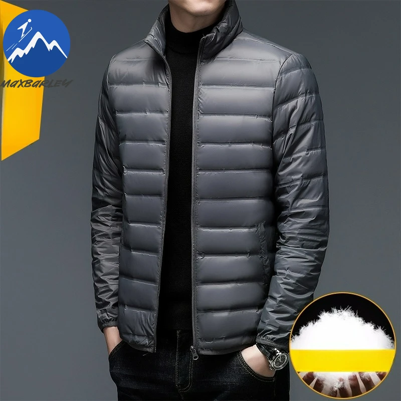 Maxbarley Luxury Men Down Jacket Casual Stand Collar Outdoor Travel Cold Resistant Parka Trendy Urban Thickened Warm Winter Coat