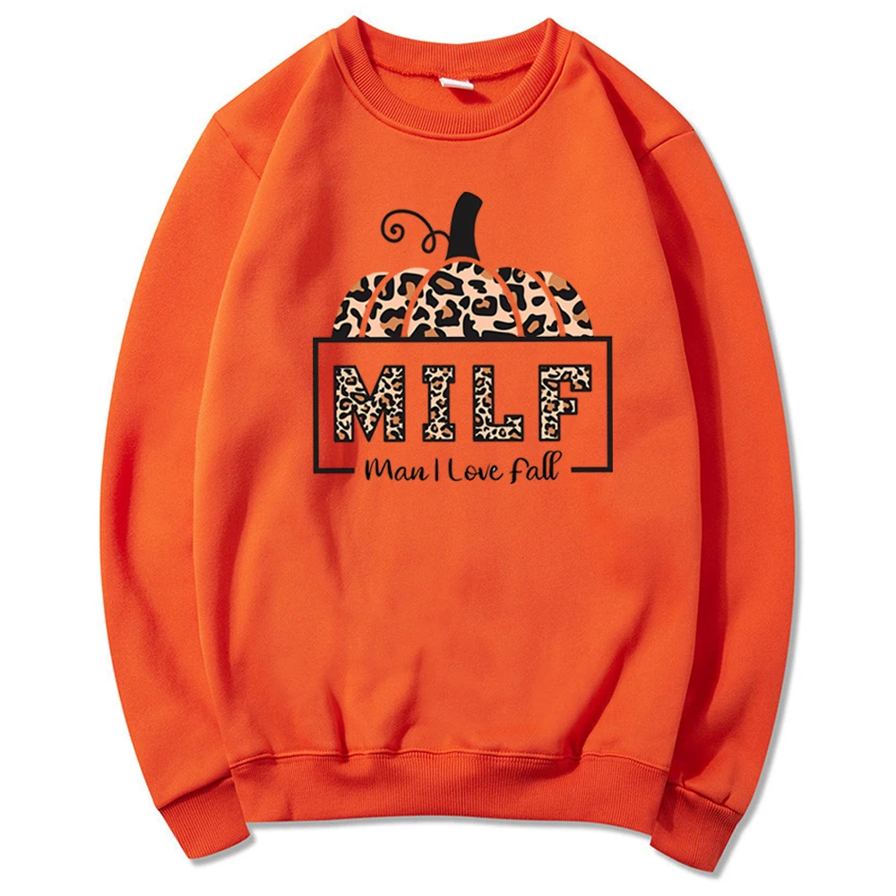 Milf Man I Love Fall Sweatshirt Pumpkin Fall Season Hoodie Milf Pullover Vintage Leopard Pumpkin Halloween Crewneck Sweatshirts