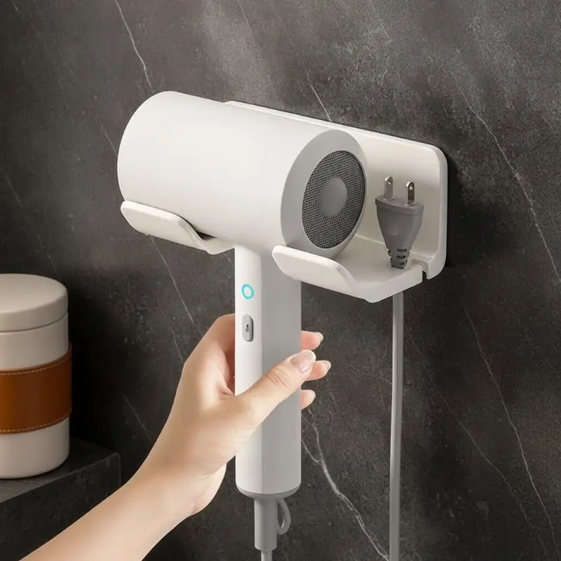 Hair Dryer Holder Non Perforated Space Saving Adhesive Storage Rack for Home Bathroom Travel Hotel Use - view 2