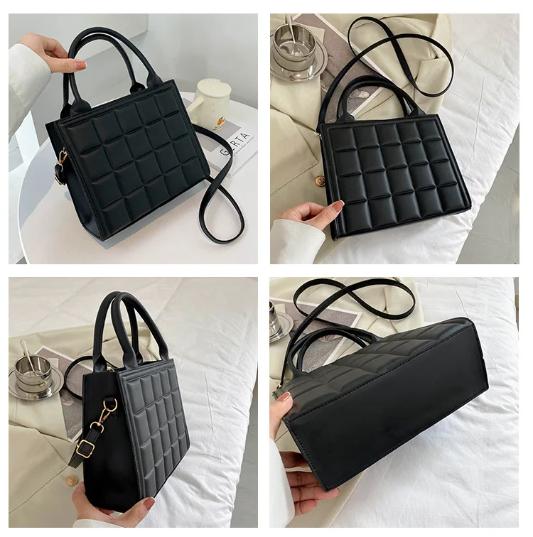 New Luxury Handbags Designer Women Shoulder Bag Fashion Plaid PU Leather Crossbody Bags Square Small Top-handle Bags Tote