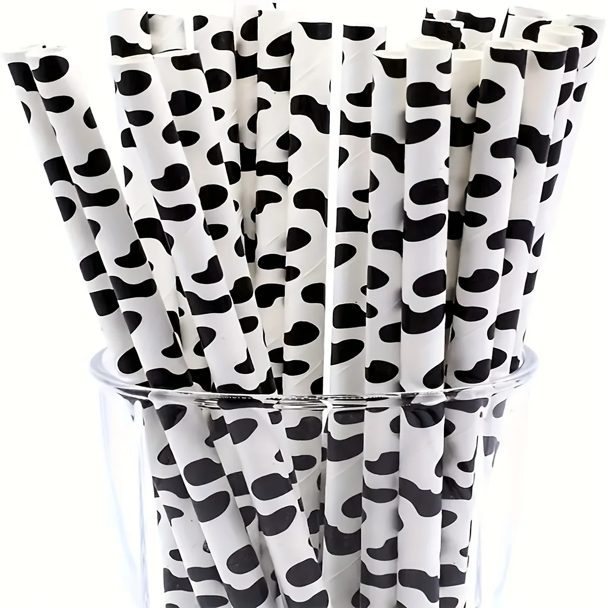 10/30pcs Black And White Cow Print Paper Straws for Farm Birthday Party Supplies Drinking Straws Eco-Friendly Farm Theme Decor