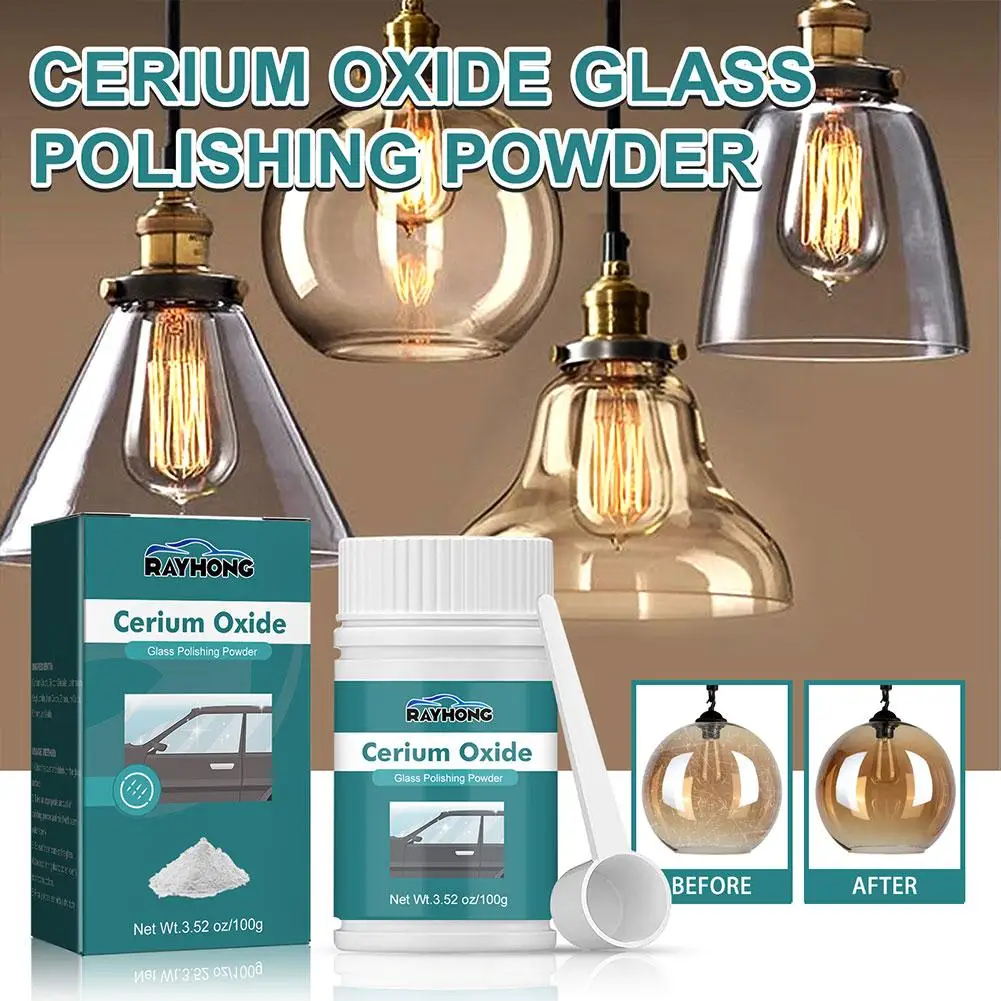 120g Cerium Oxide Glass Scratch Remover, Professional Glass Polishing Compound for Windshield, Glass Car Accessories