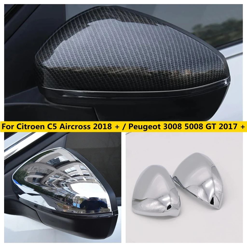 

ABS Chrome Rear Mirror Rearview Car Accessories Cover Trim For Citroen C5 Aircross 2018 - 2024 Peugeot 3008 5008 GT 2017 - 2023