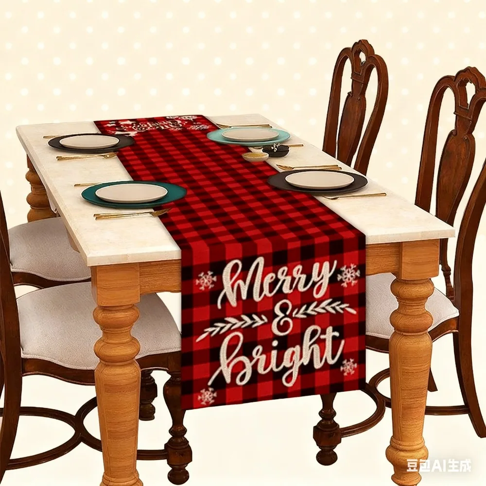 عيد الميلاد موضوع مطبوعة الجدول العلم مفرش المائدة ندفة الثلج شجرة عيد الميلاد غرفة الطعام غرفة المعيشة الجدول حصيرة الطاولة