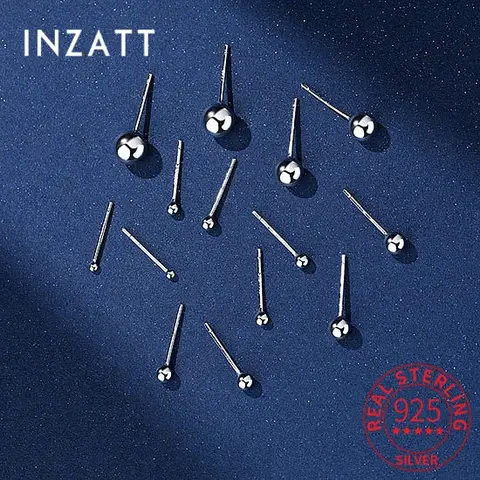 INZATT-진짜 925 스털링 실버 비드 스터드 귀걸이, 패션 여성 클래식 고급 주얼리 미니멀리스트 액세서리 귀 피어싱