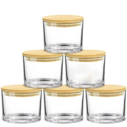 16oz Candle Jars 6 Pack -Clear Glass Candle Making Jars with Bamboo Lids,Bulk Candle Jars for Making Candles Containers