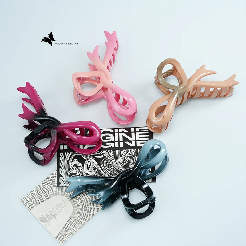 

Large bow grab clip, high-density resin headwear, light luxury women's hair clip, hair bun convenient