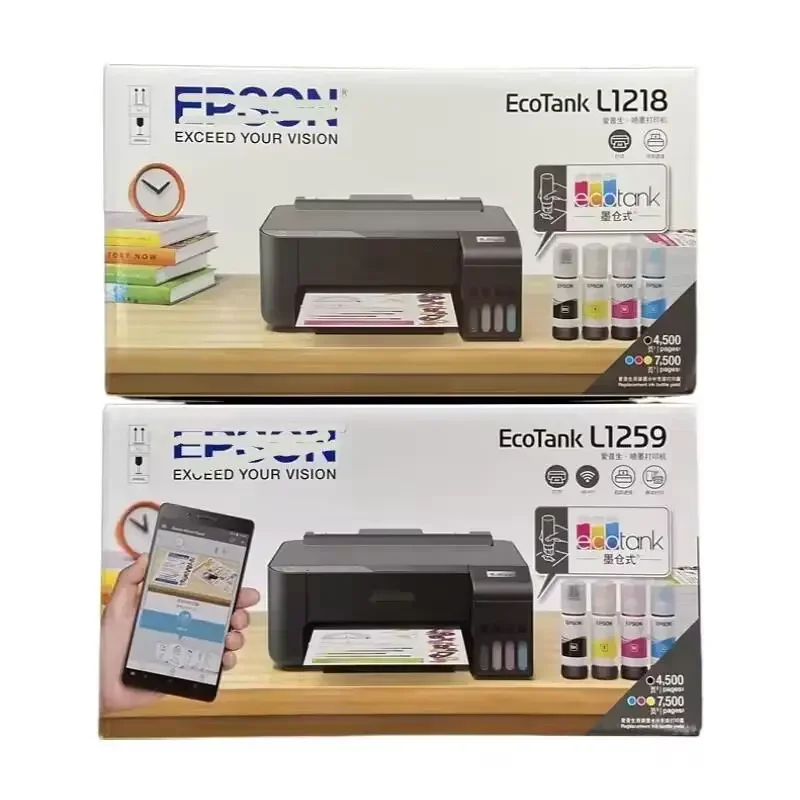 A4 Color Inkjet Printer with WIFI L1118/L1218/L1119/L1219/L1259 CMYK Ink Home Office File Photo Printing for Students for Epson