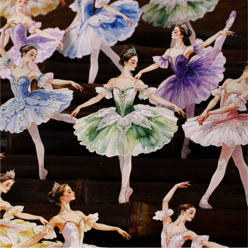 10 Sheets Vintage Ballet Dancer Decor Stickers Elegant Dancing Figure  DIY Handmade Album Scrapbooking Decor Paper Supplies