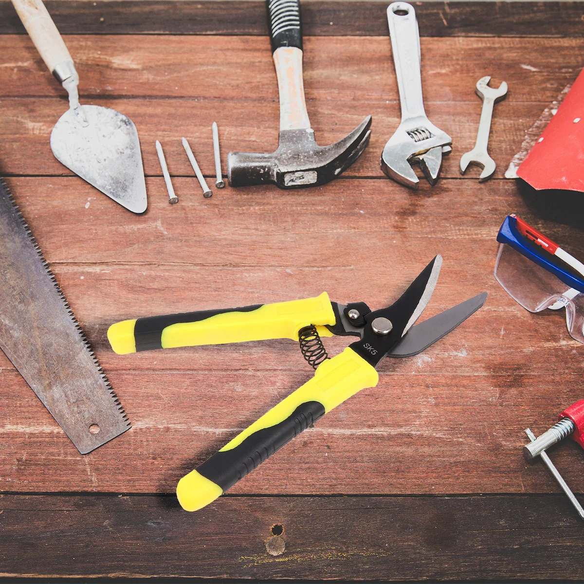 

1pc Stainless Steel Iron Sheet Shear Curved Metal Sheet Scissor Heavy Duty Tpr Handle Non-Slip Sweat-Proof Labor-Saving Tool For