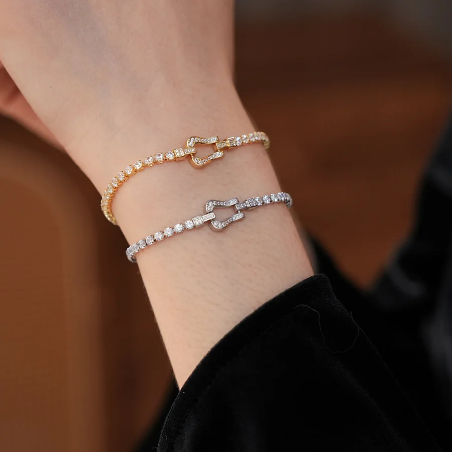 

Выдвижной браслет с геометрическим цирконом во французском стиле ретро, легкий роскошный и высококачественный браслет, нишевый и уникальный браслет для девочек