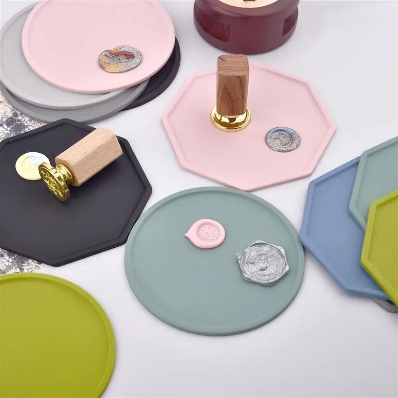 Octagon/Round Silicone Pad For Wax Seal Stamp Sealing Envelope Invitation DIY Scrapbook Tool Table Cup Insulation Pad