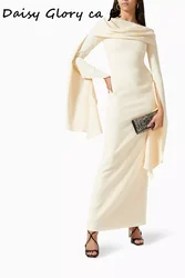 Milk Yellow Evening Dress Prom Gowns Maxi Long Sleeves Sheath Off the Shoulder Custom Color Elegant Women's Formal Party Dress