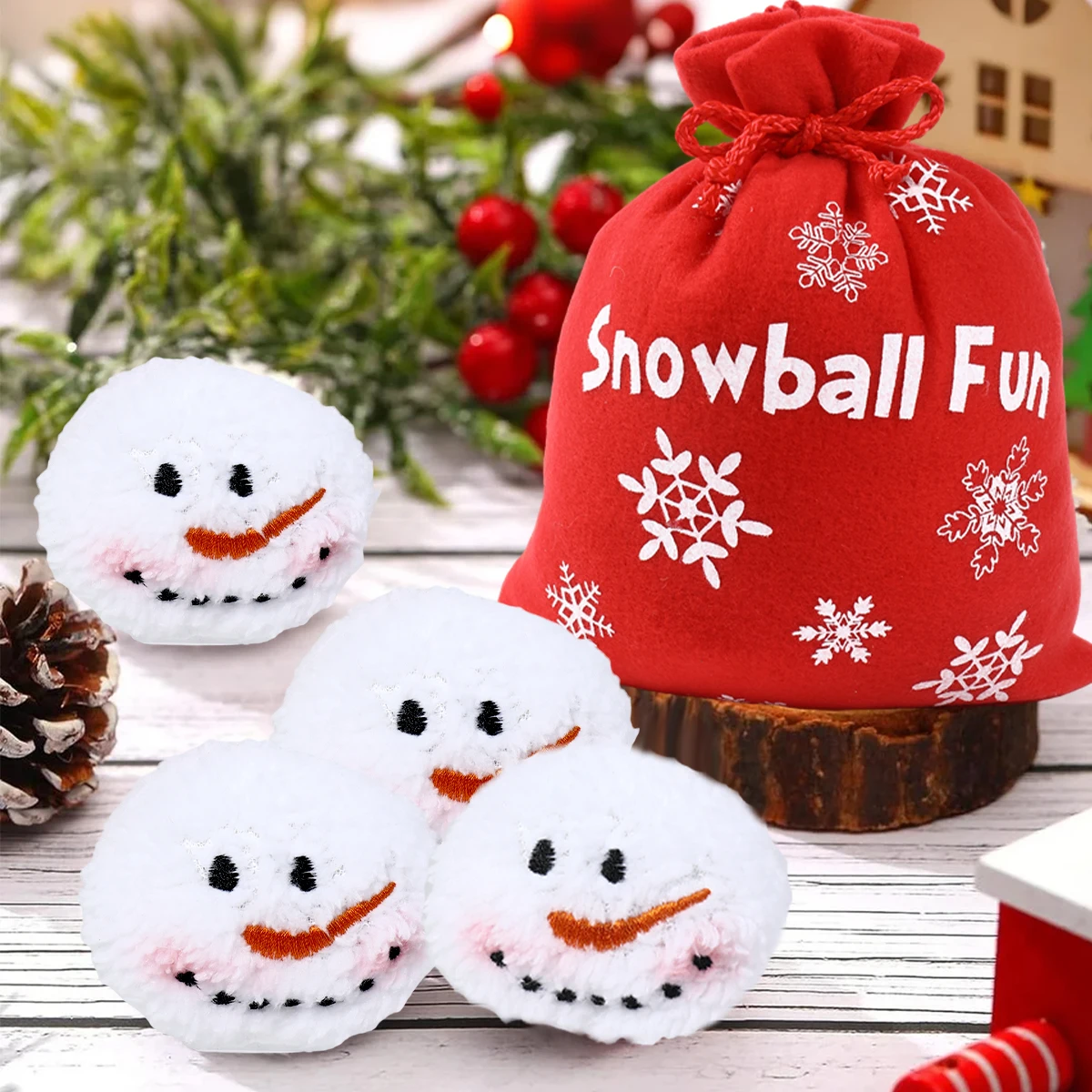 

Christmas Snowballs Christmas Decoration for Home 2025 Pendant Xmas Polyester Snowballs Ornaments Navidad Natal New Year 2026