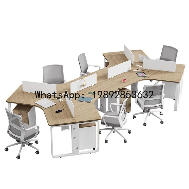 

Z6 special-shaped office desk and chair combination staff table simple modern personality office table