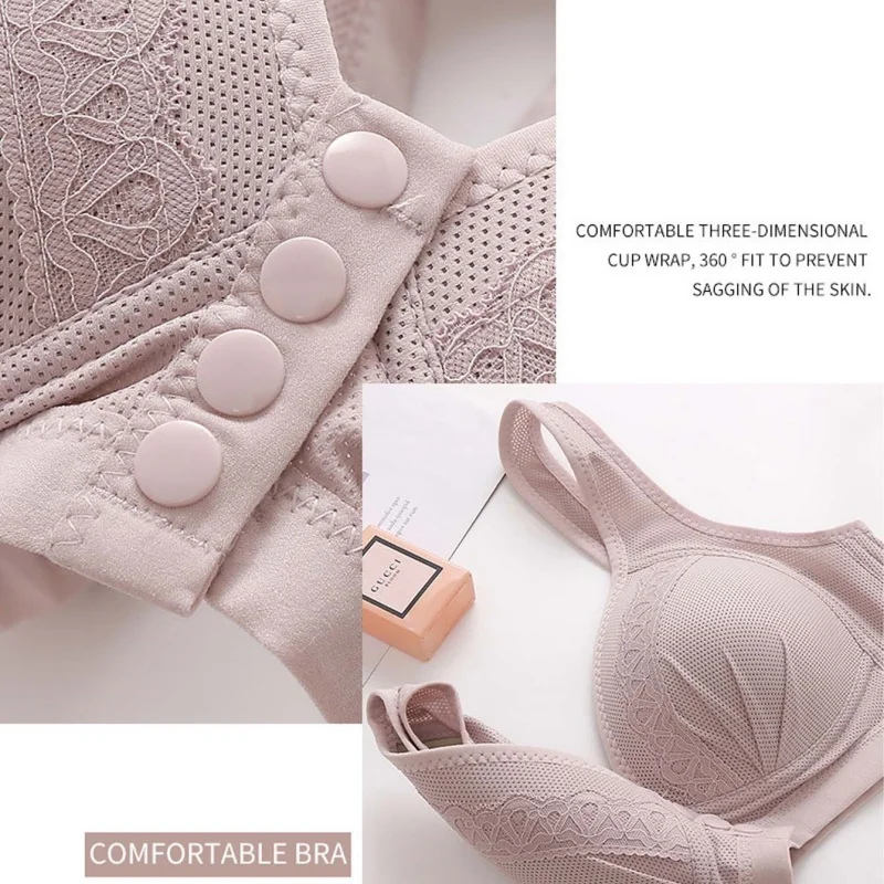 通気性の良いライトベージュのフロントクロージャーブラ4枚、魅力的なレディースフロントクロージャーブラ、フロントクロージャーブラ。