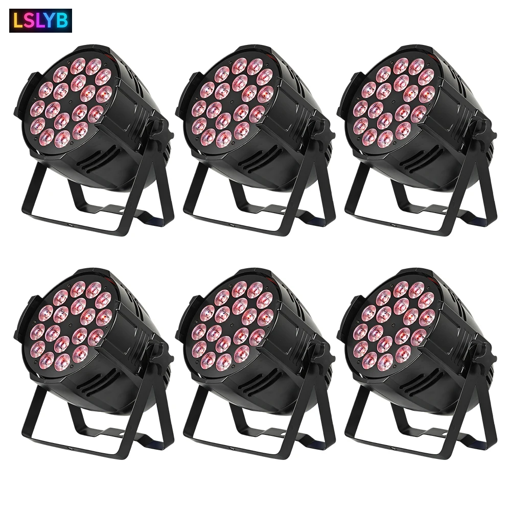 

6PCS/Lot Aluminum Par Light RGBWA UV 6in1 18x18w Full Color Stage DJ Par Lights Bar Disco Wedding Concert Christmas Lighting