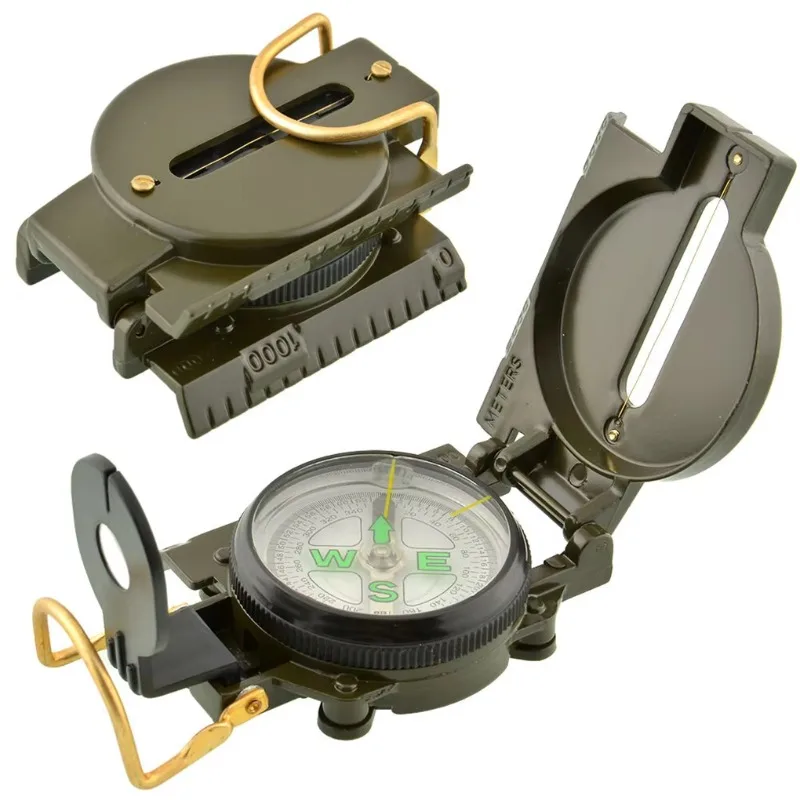 Portable Aluminum Alloy Single Soldier Compass Flip Multifunctional Compass Compasss Outdoor Luminous Compasss Survival Gear