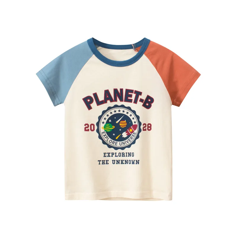 Children Short Sleeve T-shirts Korean Version Kids Clothing Boy Baby Cotton Tees 2-9 Years Summer Cartoon Tops 9433