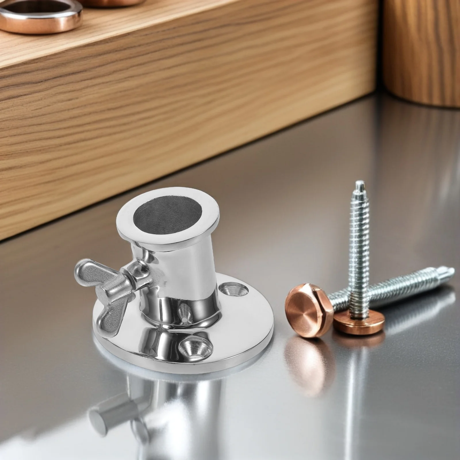 

Flagpole Base Bracket: Stainless Steel Metal Flag Pole Holder For Outside House Heavy Duty Wall Mount Support For Yard Deck