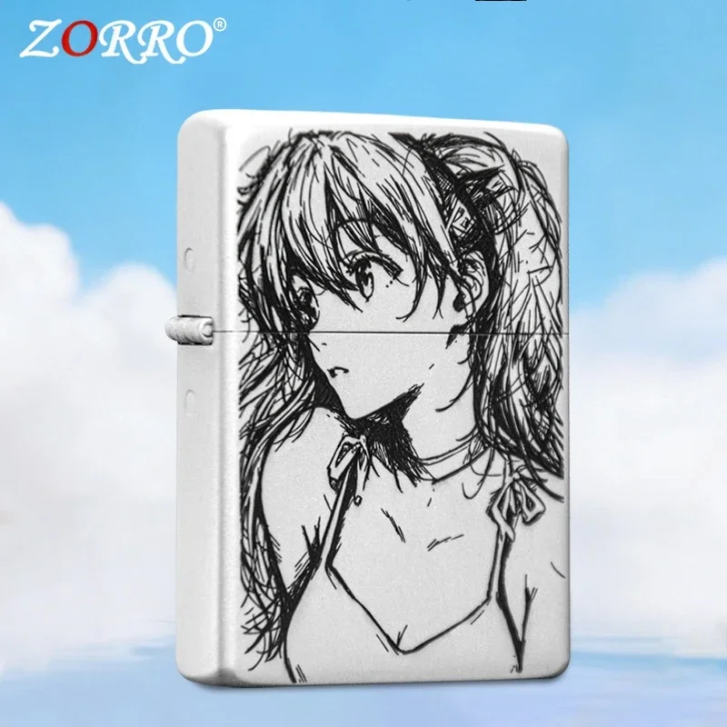 ZORRO Sand Chrome Kerosine Lighter, Precision Engraved Brass Wheel Ignition Lighter, Customization & Wholesale