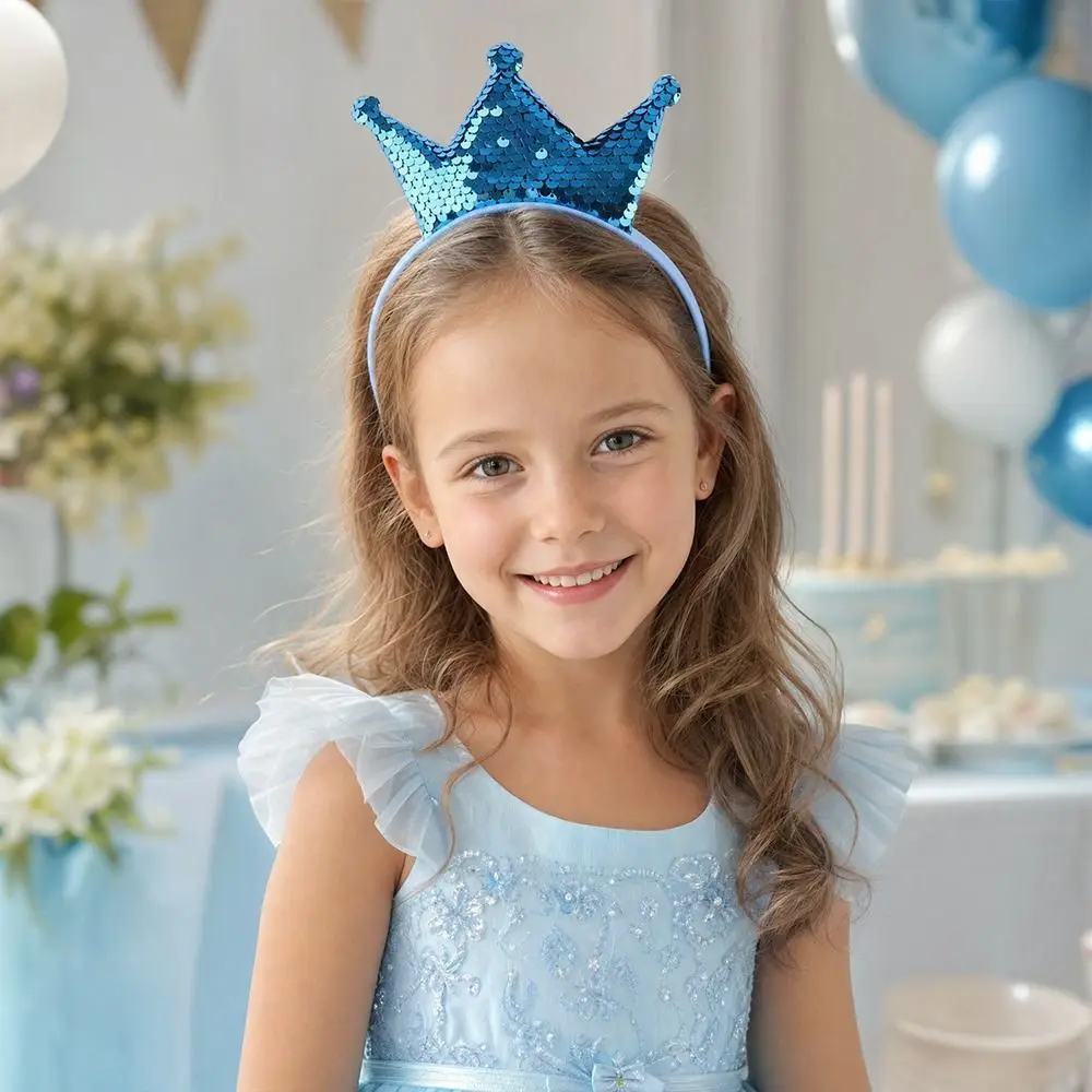 

Shiny Crown Headband Princess Headpiece Girl Hair Hoop Sequins Head Hoop Crown Party Hairband Fairy Costumes Accessories