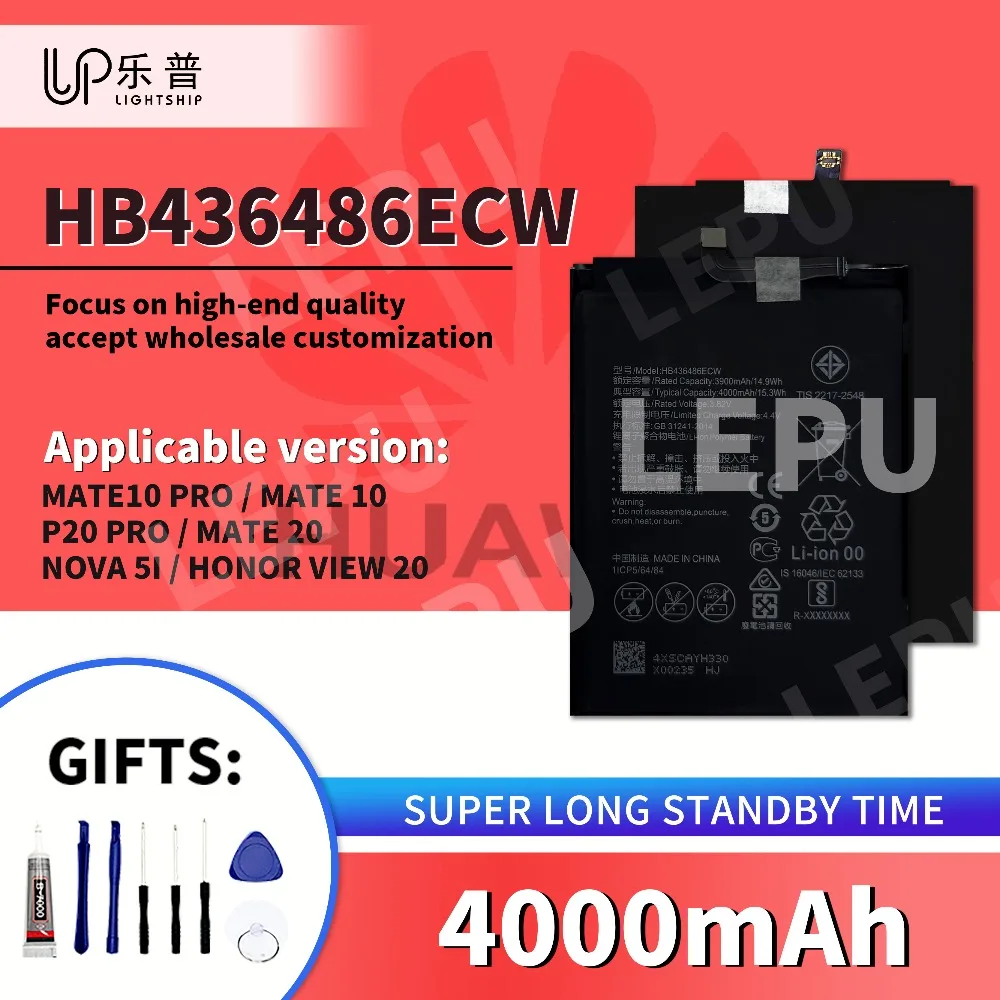 

Аккумулятор 4000 мАч HUAWEI MATE 10 PRO, новый оригинальный аккумулятор HB436486ECW HUAWEI NOVA 5I, сменный аккумулятор 4000 мАч для HONOR VIEW 20