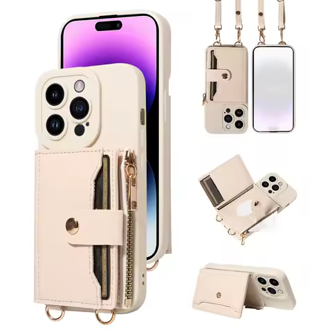 Faux Leather phone case for Samsung GalaxyS25ultra S20 S21 S22 S23 S24plus FE Note20 Crossbody with Mirror Zipper Wallet Cover