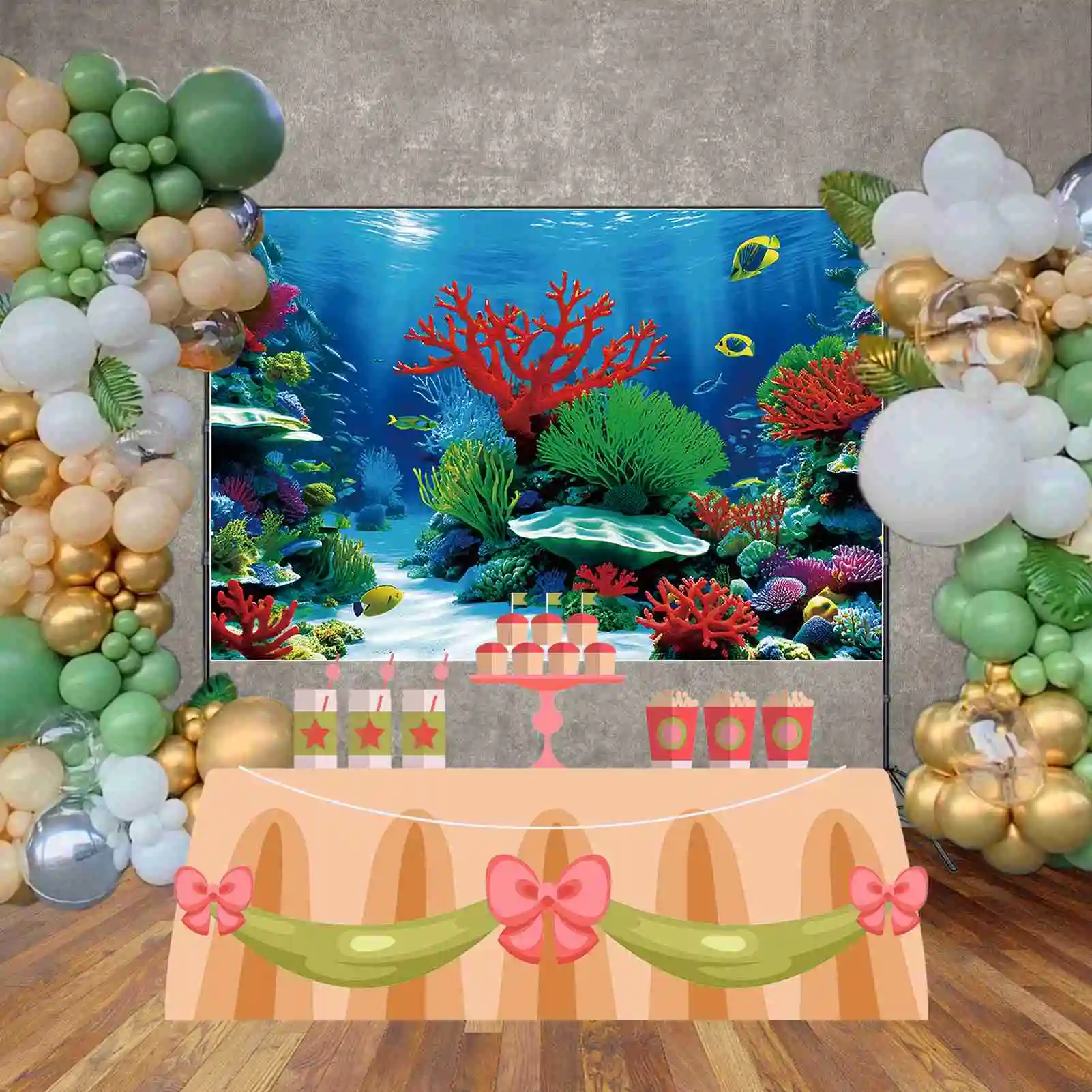 Mond. qg blau Meerwasser Aquarium Hintergrund Kinder Sommer Unterwasser Urlaub Hintergrund benutzer definierte Party Dekoration Fototermin Requisiten