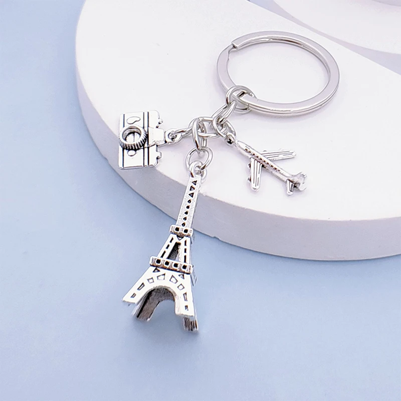 Lovely Mini Paris Eiffel Tower Keychain Aircraft Camera Bag Pendant Keyring Jewelry Gifts Travel Souvenirs Gift Accessories