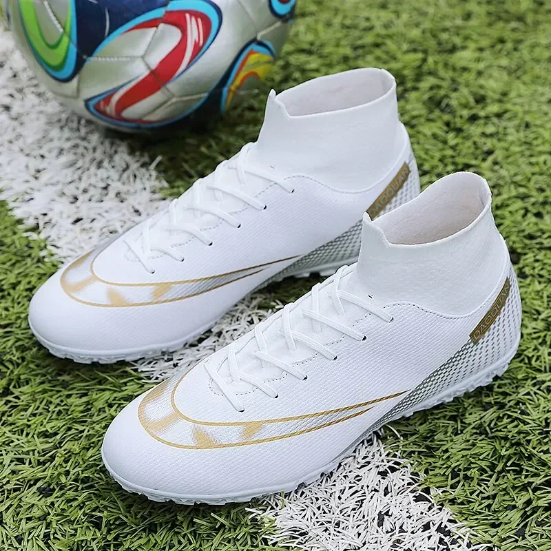 Ultralight Soccer Shoes Men Ankle Football Boots Cleats Training TF Shoes Long Spikes Match Sneakers Adult High Ankle Outdoor