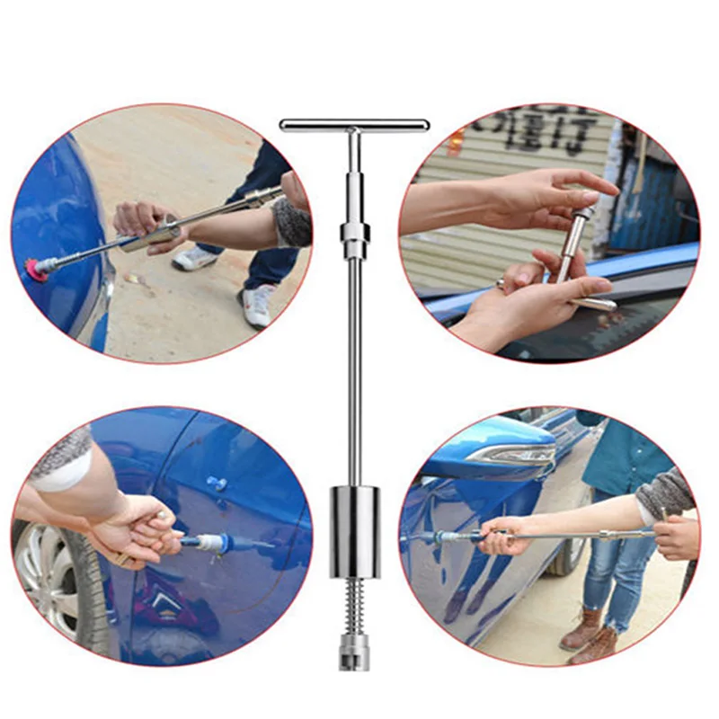 Universal Car Dent Puller Metal T Dent Repair Tool Auto Repair Sheet Metal Kit Slide Hammer Reverse Hammer Glue +18pcs Glue Pull