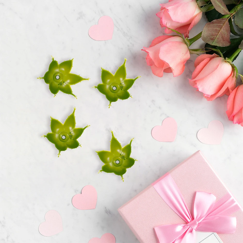

60 Pcs Base Flower Bouquet Floral Supplies Making Stems for of Roses Arrangements Sleeves Plastic Fake Leaves