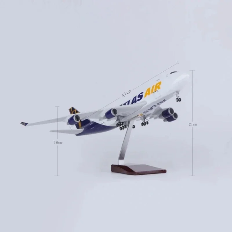 Imagem -05 - Atlas Air Airlines Resina Plastic Assembly Plane Replica Toy Modelo para a Coleção Decor 47cm 1:157 Escala B747400 B747 Novo