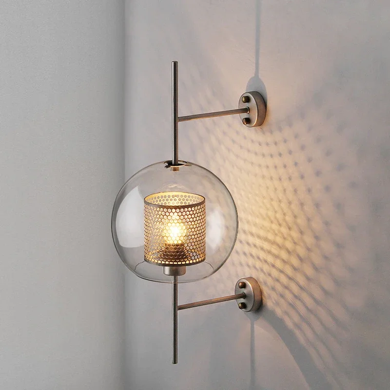 Modern Simple HotelAdjustablePendantRodGuest Room Glass Wall Lamp,Nordic Living Room Corridor Passage Bedroom Long Rod Wall Lamp